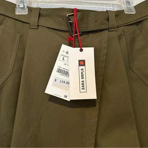 New $119 Zara Surplus Military Khaki Skirt SRPLS CTTN SKRT 07 Large 9382/053 - Picture 8 of 8